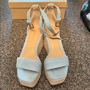 Veronica Beard Light Blue Espadrille Wedges
